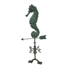Zeckos Beautiful Verdigris Finish Seahorse Weathervane with Roof Mount