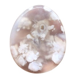 Ladeukoi Crystal Thumb Worry Stone, Hand Carved Healing Crystal Tear Bag Stones for Anxiety Stress Relief Meditation, Cherry Blossom Agate