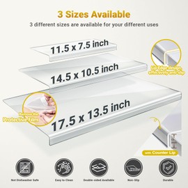 3PCS Acrylic Cutting Board with Counter Lip, Clear Cutting Boards for Kitchen,Non Slip Cutting Board for Countertop, Kitchen Gadgets, Minimalist Counter Decor, Kitchen Decor, Cutting Board Set 3PCS