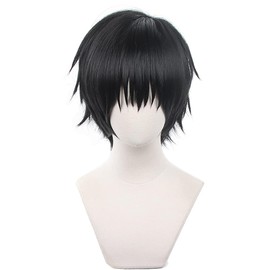 Gorgewg Wig for Toji Fushiguro Cosplay Wig Adult Women Costume Party Roleplay Short Black Synthetic Hair