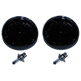 Octane Lighting 5-3/4" Halogen Smoke Gray Black Smoked Glass Headlight Headlamp Light Bulbs Pair