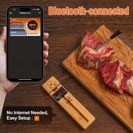 lfcforldx Wireless Smart Meat Thermometer with Bluetooth Long Range Measures Internal Ambient Temp for BBQ, Oven, Grill, Kitchen, Smoker, Rotisserie iOS & Android App
