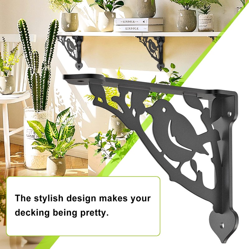 SELEWARE Heavy Duty Shelf Brackets 10 Inch, Bird Shelves Brackets,