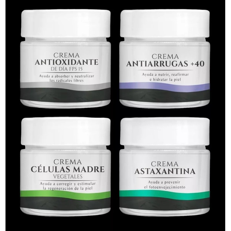 Rejuvenu Global Kit 4 Cremas, Astaxantina, Células Madre, Antiarrugas +40