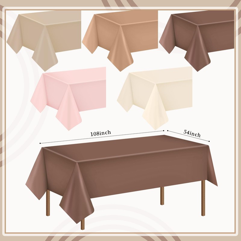 Jinei 10 Pcs Boho Plastic Tablecloth Disposable Rectangle Table Cloths