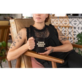 Whatever Floats Your Boat Saying feat. a Flamingo Floatie, Black 11oz Ceramic Mug