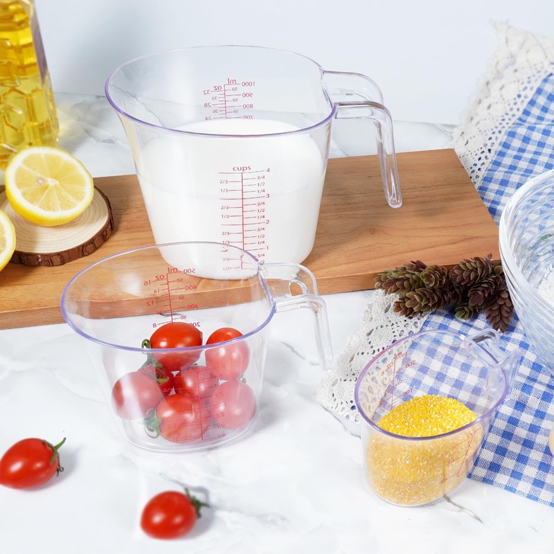 Recogwood 3-Piece Nesting Measuring Cups Set, BPA-Free Plastic Liquid Measuring