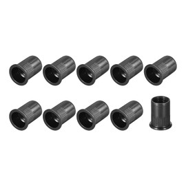 METALLIXITY Niete Muttern (M12) 20Stk Karbonstahl Schraubgewinde Einsätze Muttern - für Möbel Mechanik Verschlüsse Schwarz