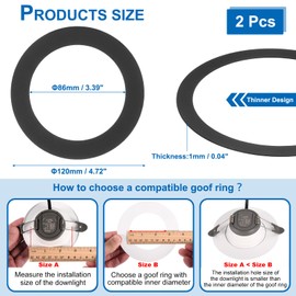 PATIKIL Metal Goof Trim, 2 Pcs 4.72" OD 3.39" ID Circular Ceiling Light Trims Recessed Light Cover Ring for Recessed Can Downlight, Black