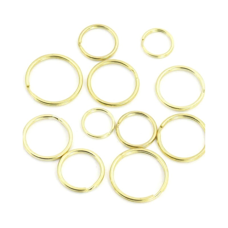 Bluemoona 10 Pcs - Brass Round Edged Keyring Keychain Split