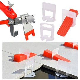 TenKeAuto Tile Leveling System Kit 1/8" 100pcs Tile Spacers Clips + 50pcs Reusable Wedges with Plier Tools Set for Tile Ceramic Stone Installation (151pcs Combo 1/8")