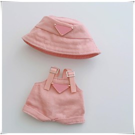 17cm Clothes Set(NO Doll), Hat & Overalls Set for 17cm Accessories Suit, Cute Clothes for Dress up Unique Style (Pink1)