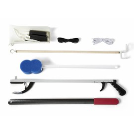 Medline Premium Hip Kit, Mobility Aids for Hip Surgery Recovery, 7-Pieces, 26" Grabber Reacher, Shoehorn, Sock-Aid, Dressing Stick, Shoelaces, Bath Sponge