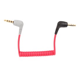 3.5mm TRS to TRRS Microphone Cable, 1/8 Male to Male Right Angle Spiral Microphone Cable for Rode SC7, for Videomicro, for Wireless Go, for