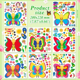 HOWAF 24 Pieces Spring Butterflies Craft Stickers Make Your Own Butterfly Stickers Spring DIY Art Craft Kits Party Decorations, DIY Butterfly Sticker for Spring Easter Holiday Party