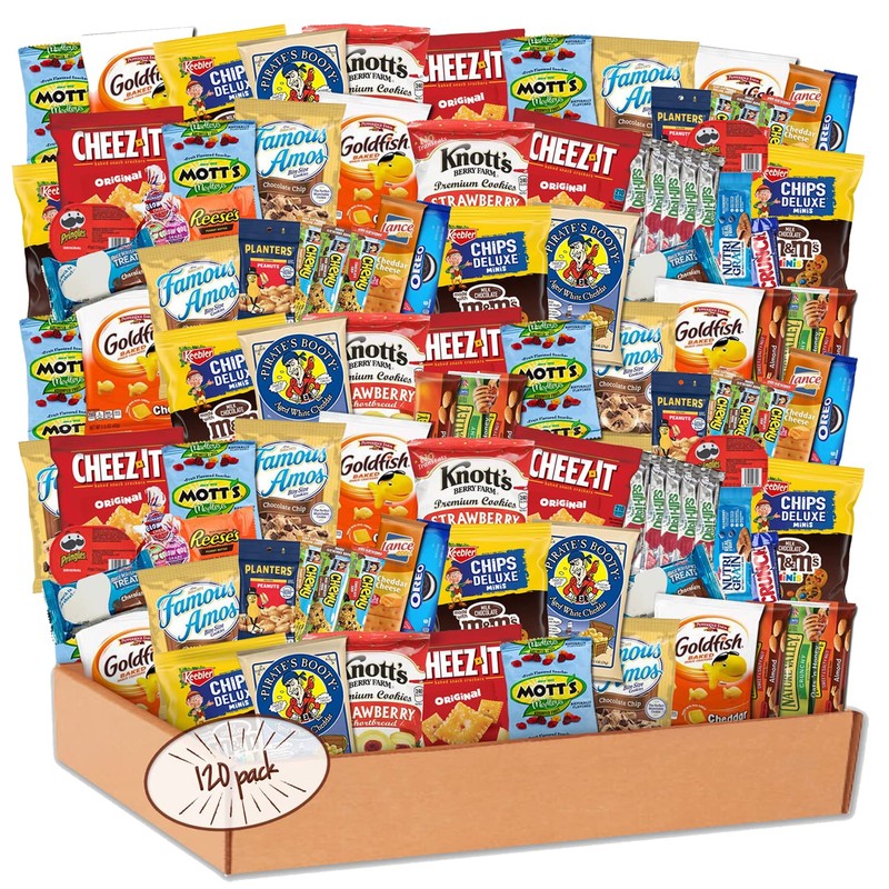 Snack Box Care Package (120 Count) Variety Snacks Gift Box
