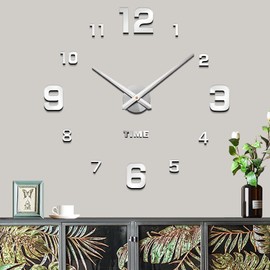 Mintime Modern Frameless DIY Wall Clock Large 3D Wall Watch Mirror Numbers for Home Office Decorations