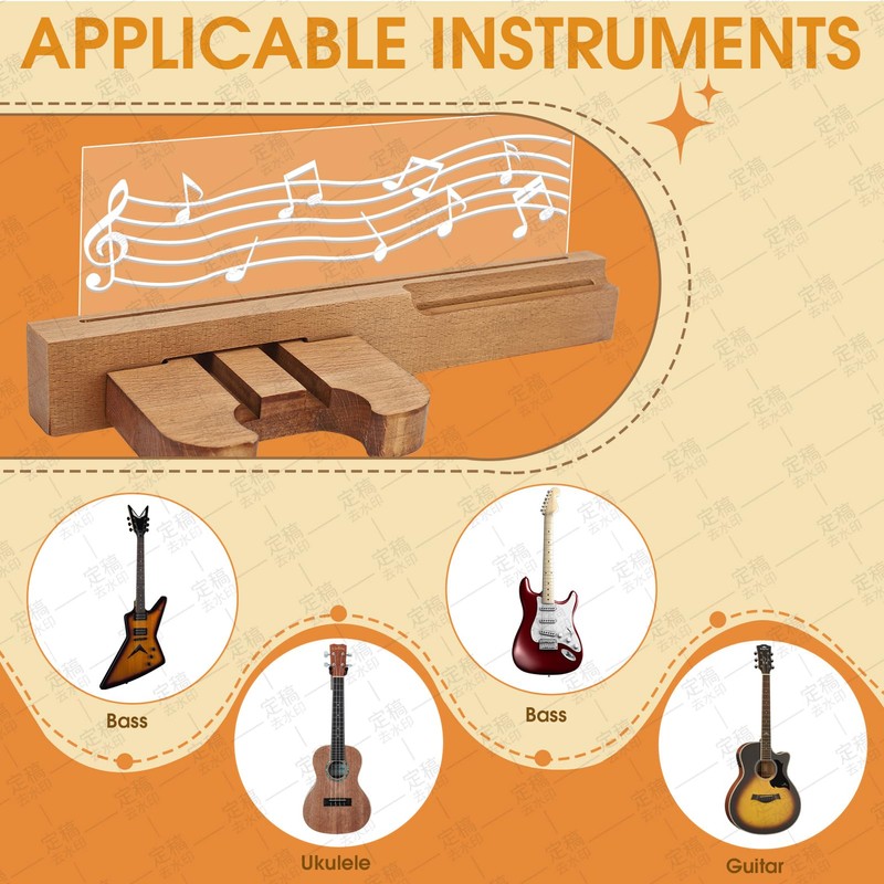 Gugxiom Light up Wooden Guitar Stand,Note Pattern Designs,Guitar Wall Mount