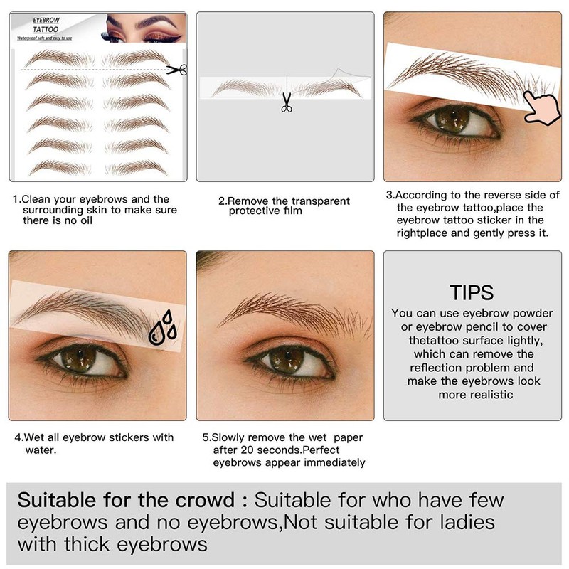 Yesallwas 9 Sheets 89 Pairs Eyebrow tattoos brown Realistic Fake