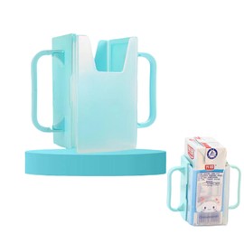 Children's Juice Box Holder,LIUHUIZEYU Telescopic Cupholder Juice Bag Holder for Toddlers No Squeeze Adjustable Folding Food Pouch and Milk Box Holder for Kids No Spill (Blue)