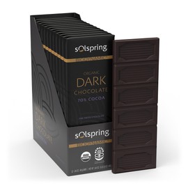 Dr. Mercola Solspring Biodynamic Organic Dark Chocolate Bars (12-1.41. oz Bars), 70% Cocoa, Fine Swiss Chocolate, Soy Free, Gluten Free, Certified USDA Organic, Demeter Certified