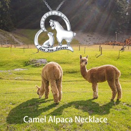 FLYOW 2 Camel Mama Alpaca Necklace for Women Mom Daughter Gifts 925 Sterling Silver Mummy Necklaces Engraved I Love You Forever