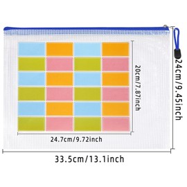 A4 Plastic Zip Wallets - 24Pcs Plastic Wallets Document Folder Zipper Bags, Plastic Mesh Zip Lock Bags Zipper Wallet with Stickers