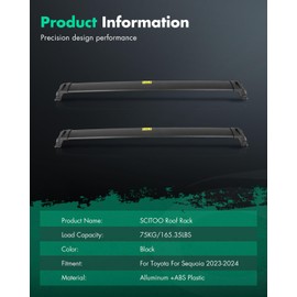 SCITOO Roof Rack Cross Bars Fit For Toyota Sequoia 2023 2024 165LBS,Heavy Duty Aluminum Roof Crossbars Rooftop Luggage Kayak Racks Carrier Black