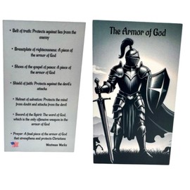 Westmon Works Armor of God Keychain Set Metal Key Ring with Holy Card, Grey, Small