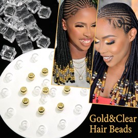 VENOFEN 50PCS Gold Hair Beads Clear Large Beads Loc Jewelry Dreadlock Accessories Hair Decoration for Women Jewelry Making Kit