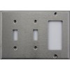 Brushed Satin Stainless Steel 3 Gang Wall Plate- 2 Toggle
