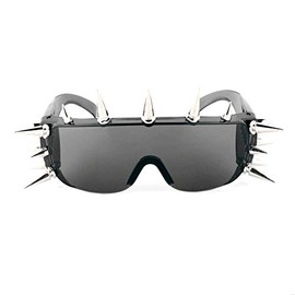 PLOPLO Punk Rocker Large Shield Spike Fashion Novelty Party Dance Sunglasses (Black, 2#-17 rivets)