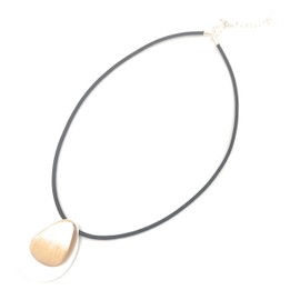 Graci8, The Rita Necklace. Women's necklace, a single strand wax cord with Raindrop shaped copper disc & larger silver raindrop shaped plate behind. Adjustable clasp.