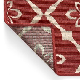 Benicabaly Outdoor Area Rug Machine Woven, Rectangular Red Design for Garden or Patio, 5'3" x 7'