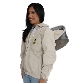 Forest Beekeeping Jacket with Round Veil Hood, Professional Premium Beekeeper Jackets (Small)