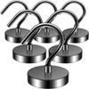 FINDMAG 6 Pack Magnetic Hooks, Black, 60 lbs Neodymium Magnetic