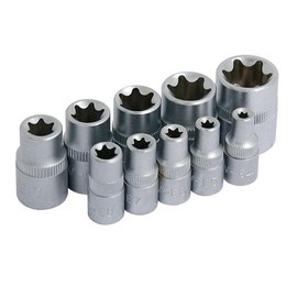 Dapetz ® 10Pc E Star Socket Set Torx Torq Torque Female 1/4" 3/8" Drive Storage Rail Comes with Female Torx/Star sockets/E Sockets Comes Complete on a Socket Rail for Easy Storage.