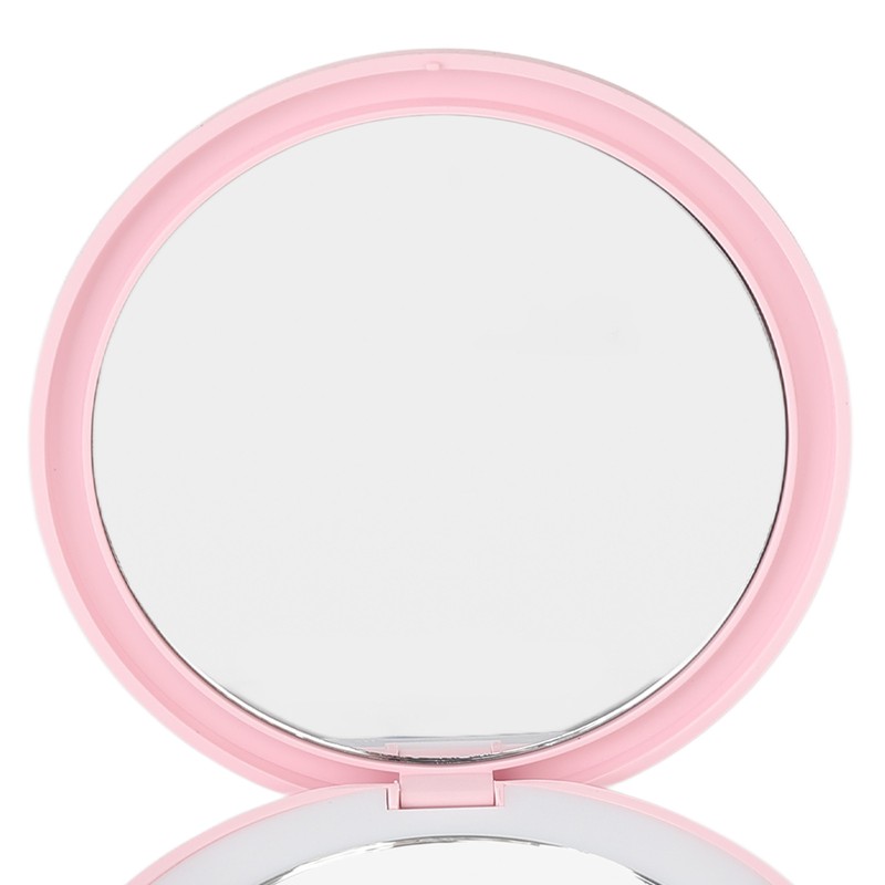 LED Compact Mirror Round Shape 3X Magnification Rechargeable Double Sided