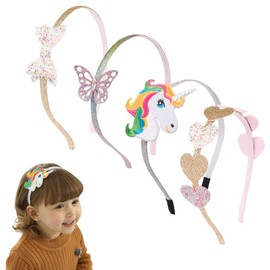 NUOSYI 4PCS Glitter Butterfly Kids Headbands Sparkly Sequin Bows Unicorn Heart Head Bands For Toddler Girls Teens Women Cute Hair Accessories