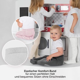 LaLoona Pack of 2 Baby and Children's Tights - Set of 2 x Elastic Baby Tights with Wide Waistband and High Cotton Content, White