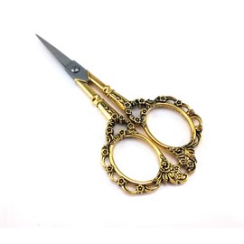 Yueton Vintage Europea Style Plum Blossom Needlework Embroidery Scissors (Gold)