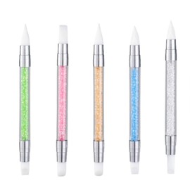 5 Pcs Silicone Nail Brush and Carving Tool Set, Multifunctional Double Pointed Nail Pen, Used for Designing Nail Carving and Detail Processing. (multicoloured)
