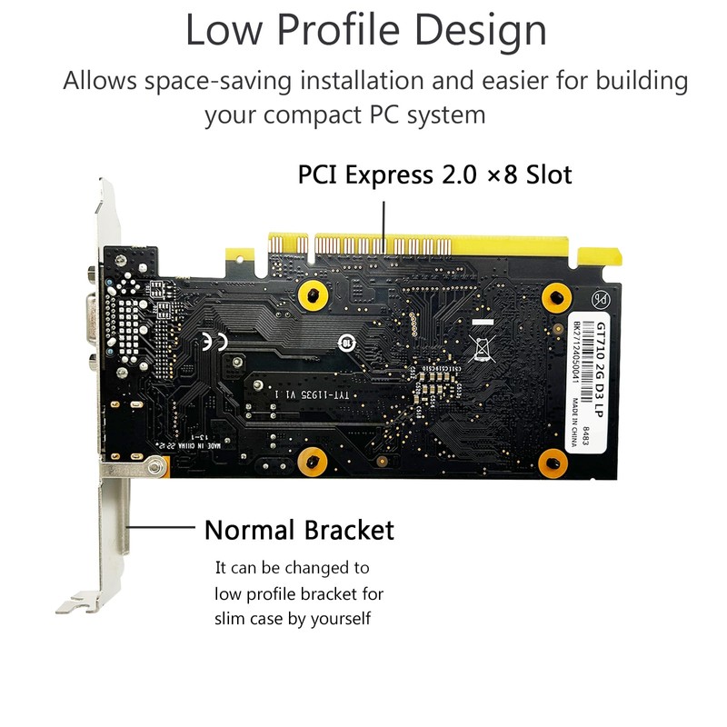 QTHREE NVIDIA GT 710 2GB Graphics Card,DRR3,64-bit,VGA,HDMI,PC Video Card,Computer GPU,PCI