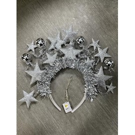 JAKAWIN Light Up Star Crown Headband Glowing Headpiece Led Rave Costume Hair Accessories for Women (Silver)