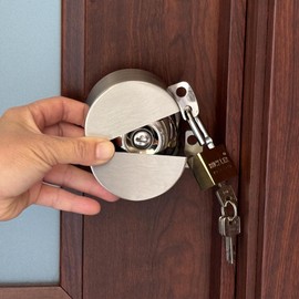 Dementia Door Locks, No Drill Lock for Bedroom Door, Door Lockout Device，Prevent The Door Handle From Turning And Entering The Keyhole, And Prevent The Operation Handle (with lock)Stainless Steel
