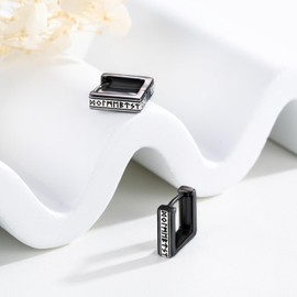 Midir&Etain Norse Viking Hoop Earrings 925 Sterling Sliver Gothic Square Viking Rune Black Earrings Amulet Protection Jewellery Gifts for Men Women