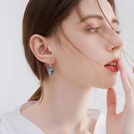 Dragon/Mermaid/Wolf Earrings for Women Girls Sterling Silver Abalone Shell Irish Celtic Knot Dragon Earrings Jewellery Gifts, Sterling Silver, Abalone