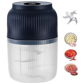 Electric Garlic Chopper, 400ML Upgrade Mini Food Processor & Food Chopper for Kitchen, Portable Cordless Garlic Mincer with 6 Stainless Steel Blades, for Garlic,Onion,Ginger,Chili,and Fruit (blue)