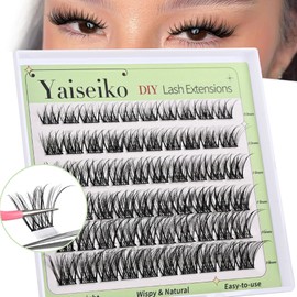 Self Adhesive Eyelashes Clusters Wispy Eyelash Extension Self Adhesive Eyelashes Reusable Press on Lashes No Glue Needed lash Clusters 10-18mm D Curl Individual Lashes(Y03 60Pcs)