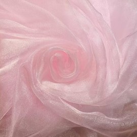 YYCRAFT Shimmer Sparkle Sheer Organza Fabric 59 Inch by the Yard for Dresses, Decor, Fluffy Skirts, Apparel, DIY (2 Yards,Pink)